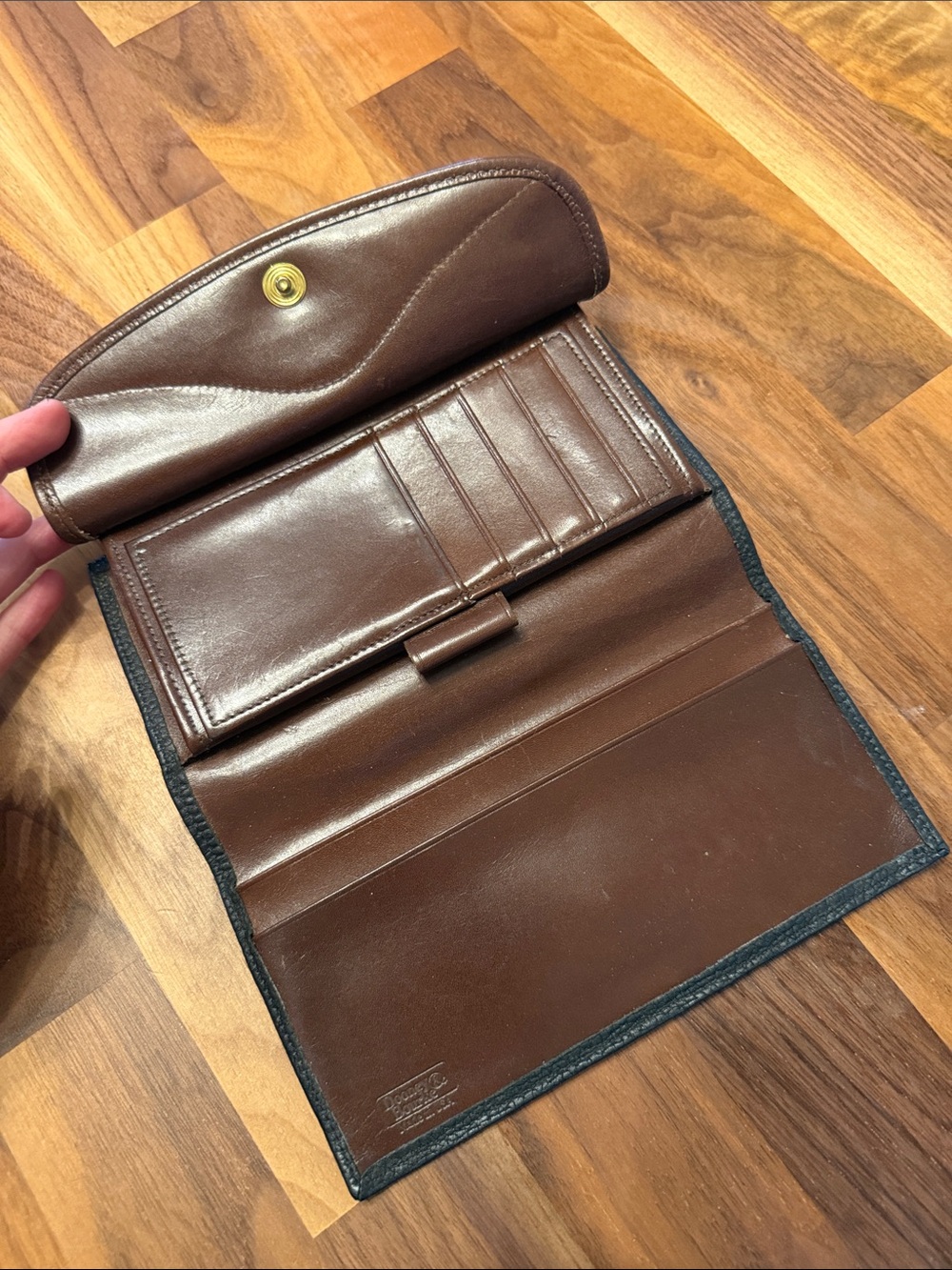 Dooney & Bourke Black Pebbled Leather Wallet with Brown Trim - Picture 7 of 9
